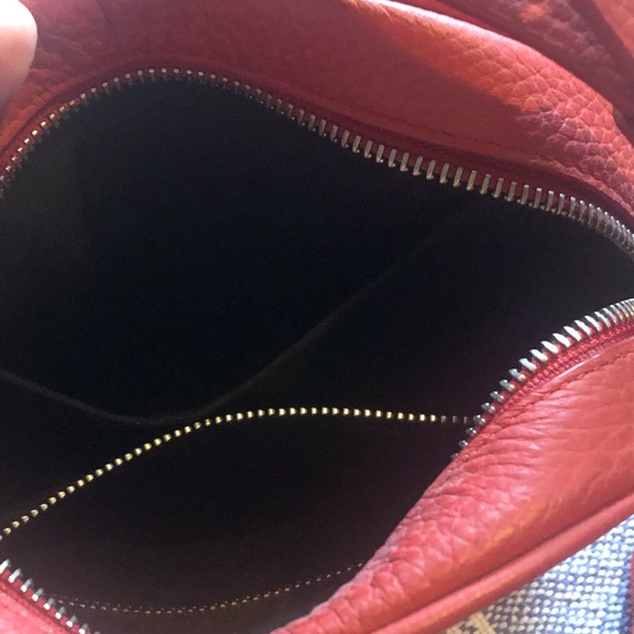 ALL SAINTS Kepi Lea Round leather Crossbody Bag Red - Picture 6 of 7